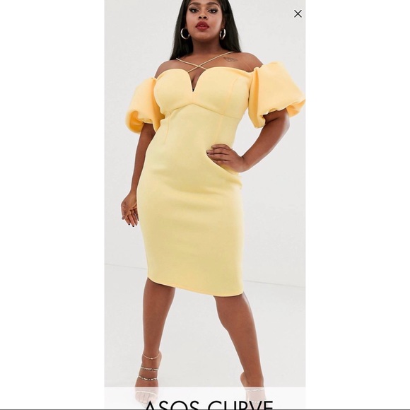 asos curve yellow dress